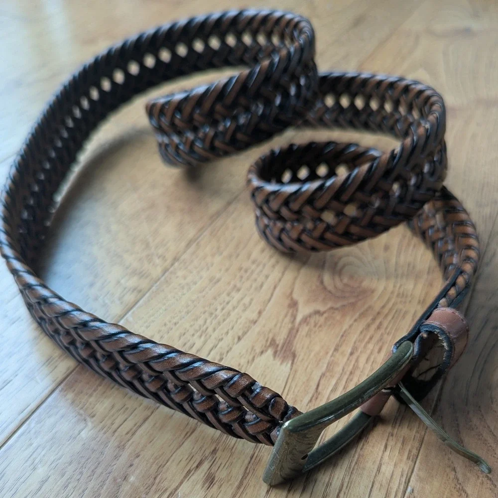 Dockers Belt Brown Braided Woven Mens Sz 40 Old Money Preppy Dark Academia EUC